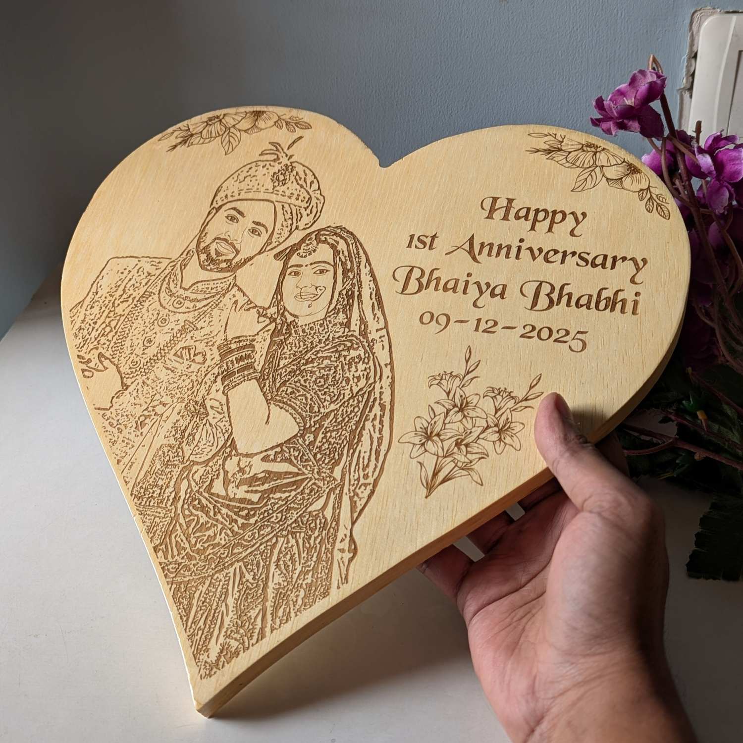 Customised Heart-Shaped Wooden Plaque | Photo on Wood | Wood Art - Image 8