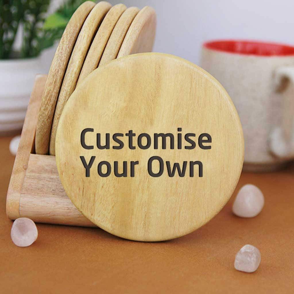 Customize Your Own Round Wooden Coaster Set - Custom Coasters With Holder - Image 11