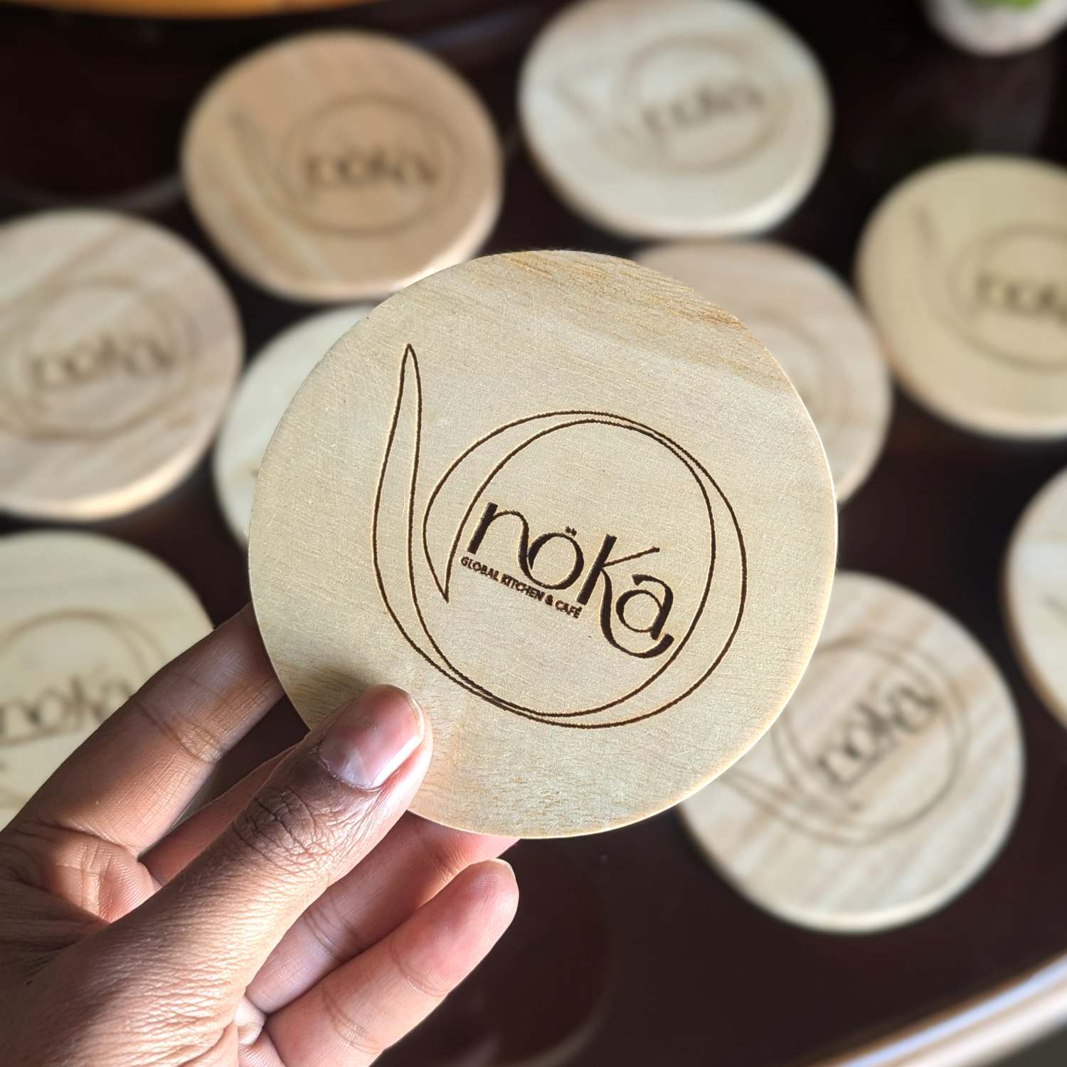 Customize Your Own Round Wooden Coaster Set - Custom Coasters With Holder - Image 3