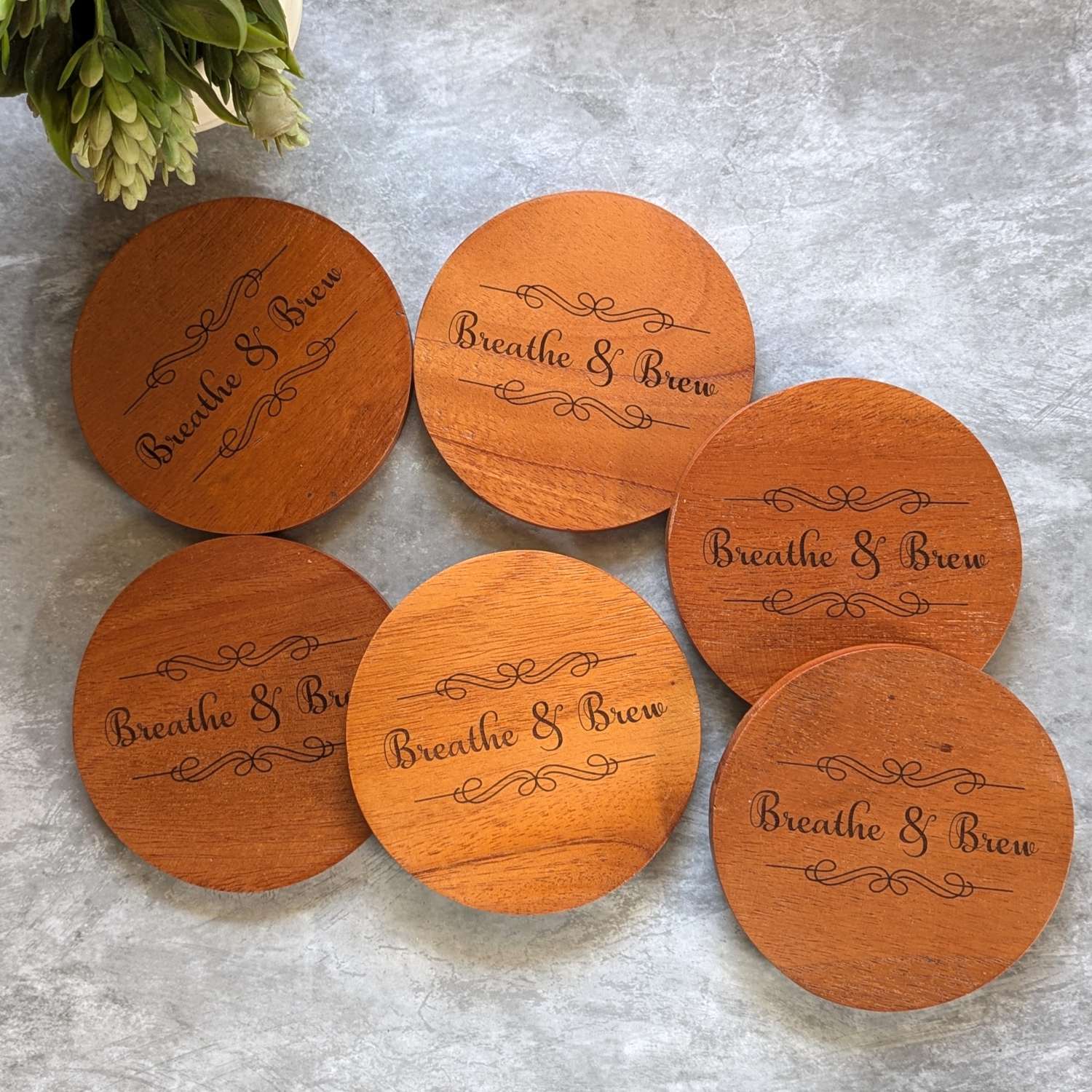Customize Your Own Round Wooden Coaster Set - Custom Coasters With Holder - Image 4