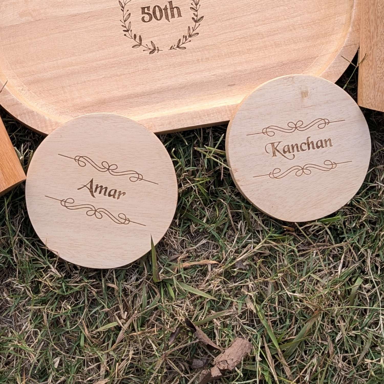 Customize Your Own Round Wooden Coaster Set - Custom Coasters With Holder - Image 5