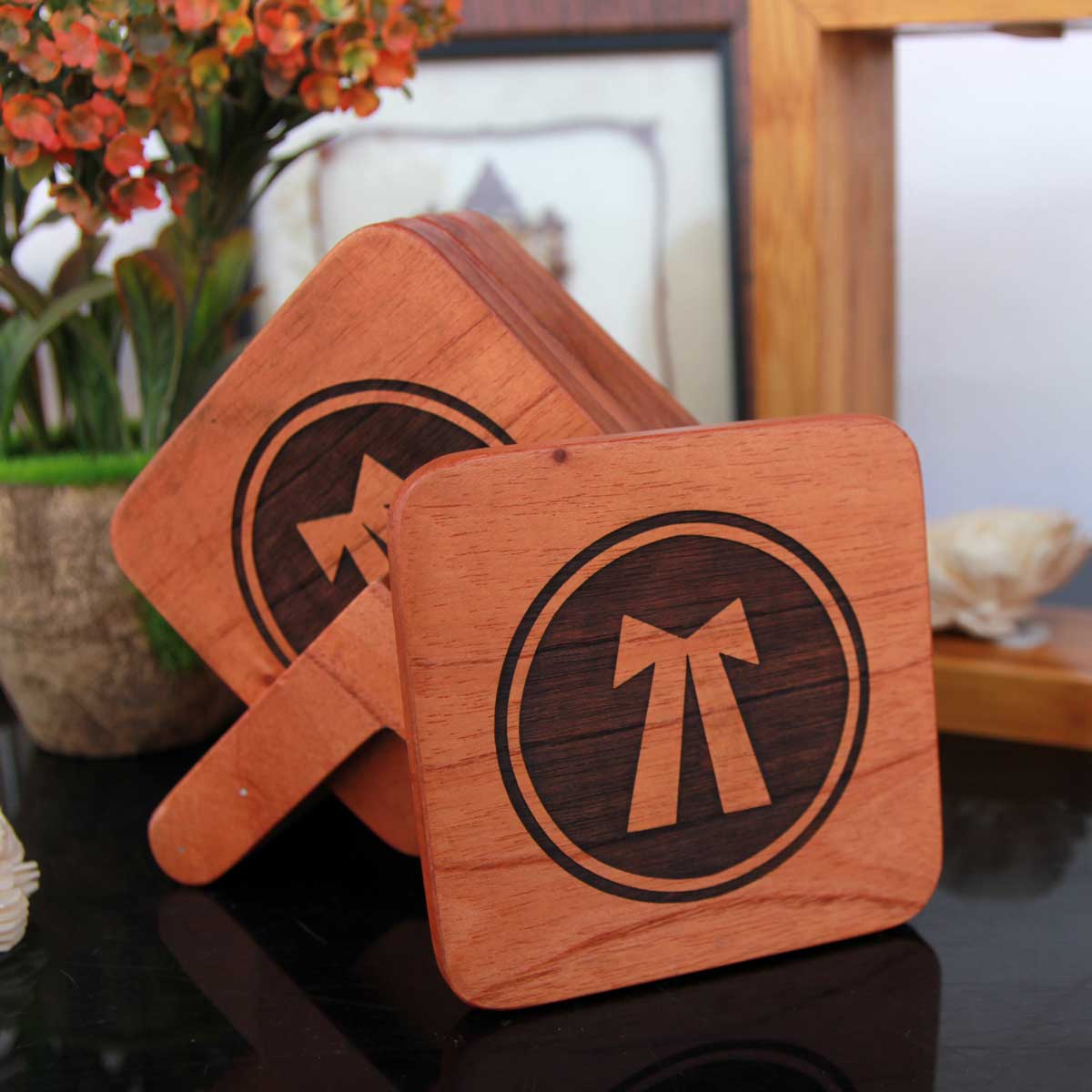 Customize Your Own Square Wooden Coaster Set - Custom Coasters With Holder - Image 3