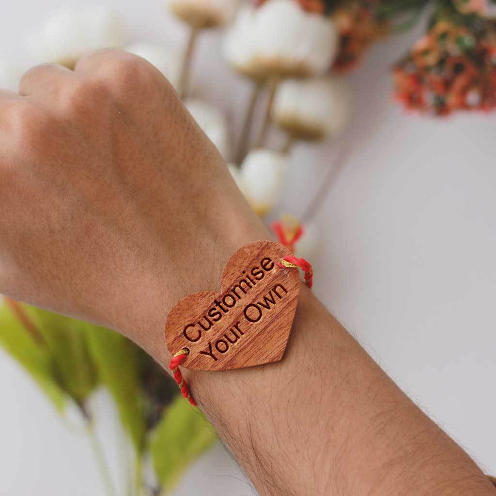 Customize Your Own Wooden Rakhi & Greeting Card - Set Of 3 - Image 6