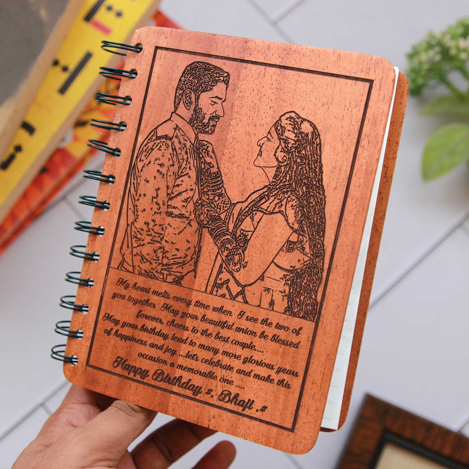 My Beloved Sister Personalized Wooden Diary | Custom Engraved Wooden Notebook - Image 2