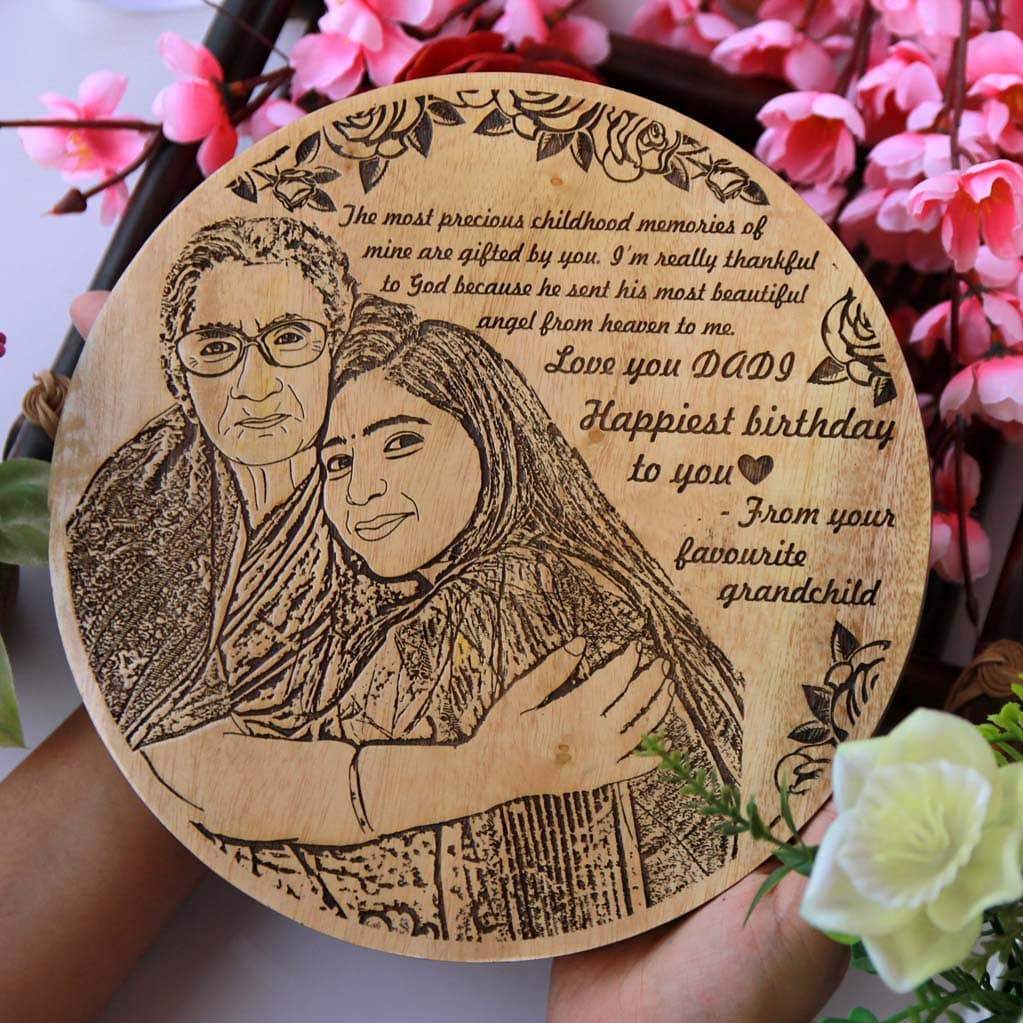 Grandma's Smile | Personalized Wooden Portrait Frame for Grandparents - Image 2
