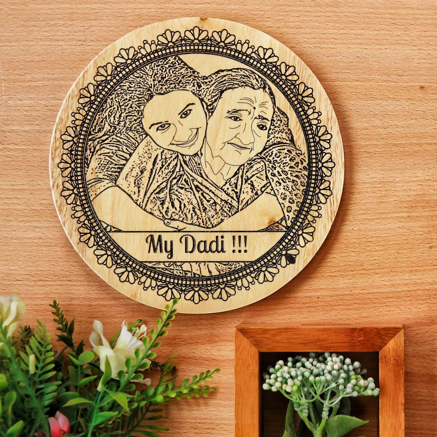 Grandma's Smile | Personalized Wooden Portrait Frame for Grandparents - Image 3