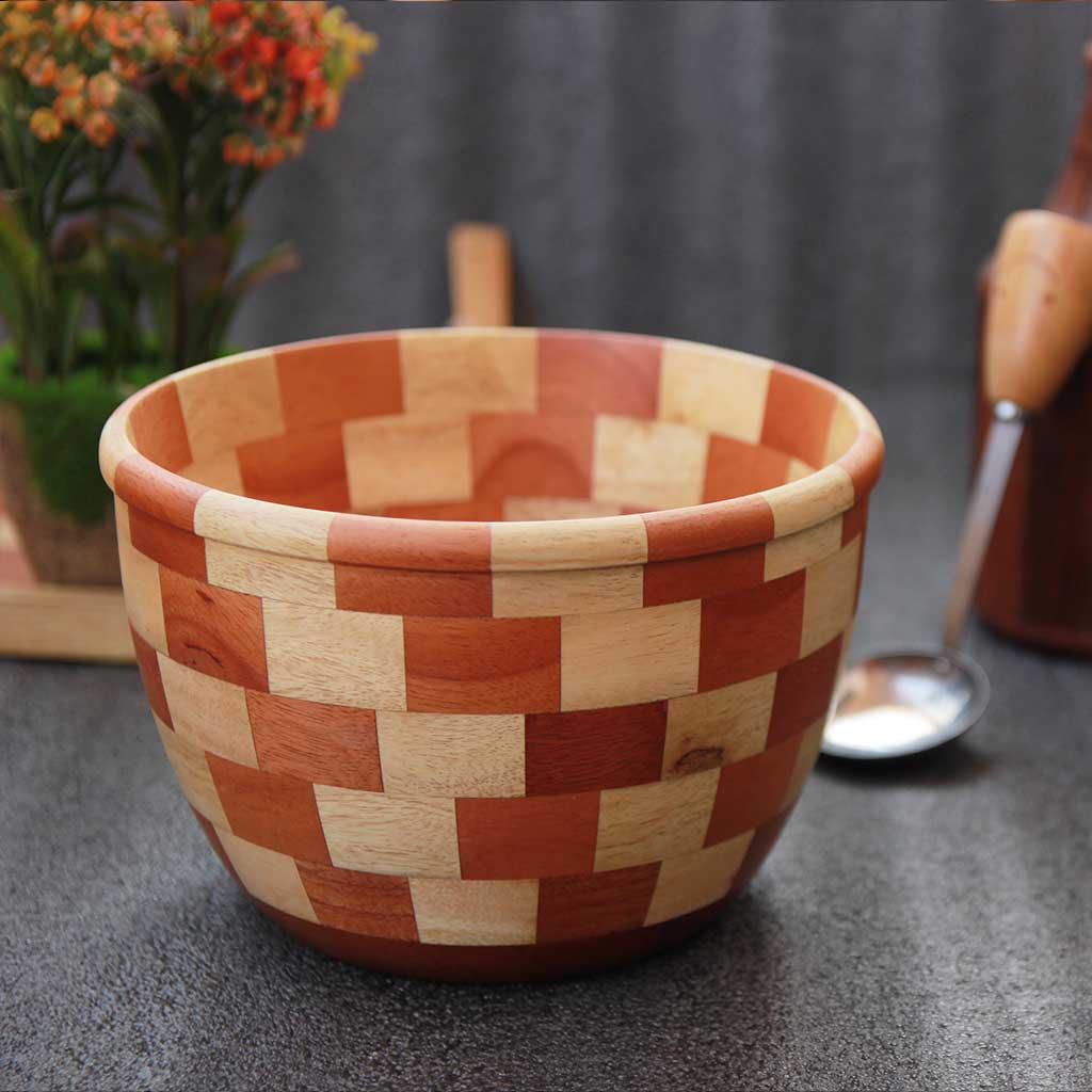 Decorative bowl | Large decorative wooden bowl | Handmade Segmented Wood Bowl