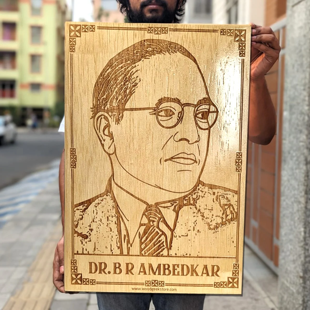Dr. B. R Ambedkar Engraved Wood Plaque - Image 2