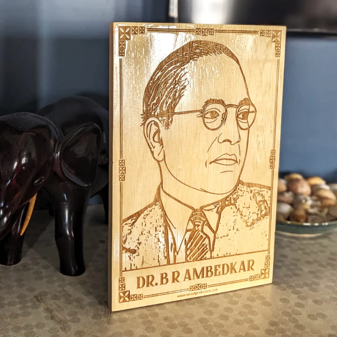 Dr. B. R Ambedkar Engraved Wood Plaque - Image 3