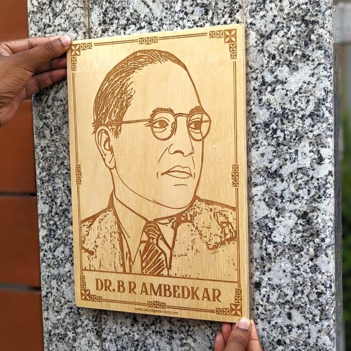 Dr. B. R Ambedkar Engraved Wood Plaque - Image 4
