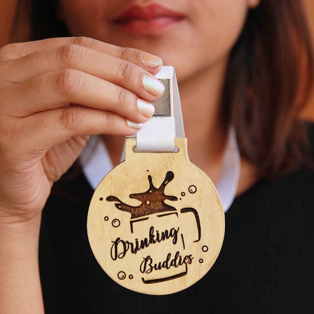 Drinking Buddies Wooden Medal - Image 2