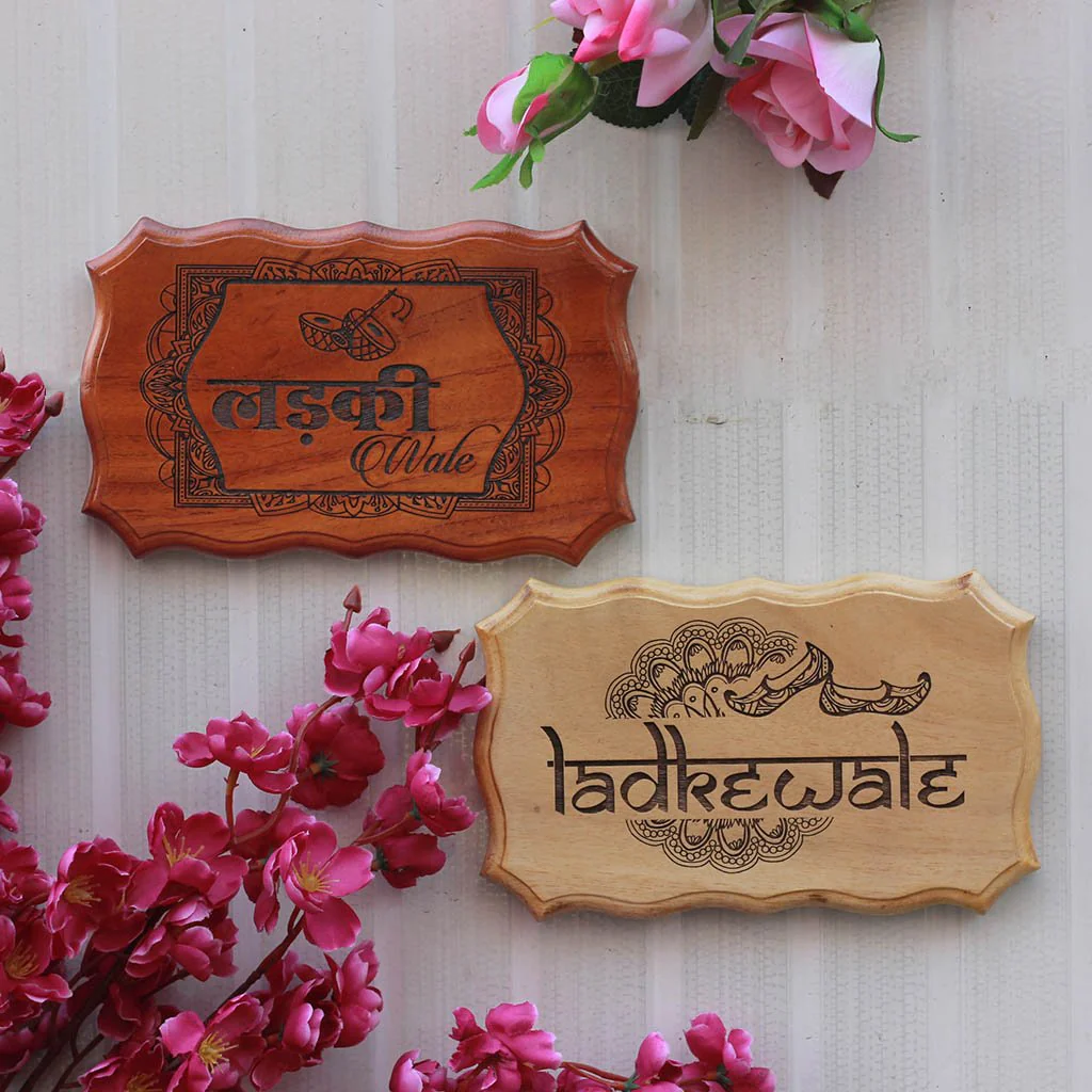 Dulha & Dulhaniya / Ladkiwale & Ladkewale Indian Wedding Wood Signs - Image 2