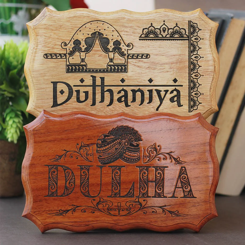 Dulha & Dulhaniya / Ladkiwale & Ladkewale Indian Wedding Wood Signs - Image 3