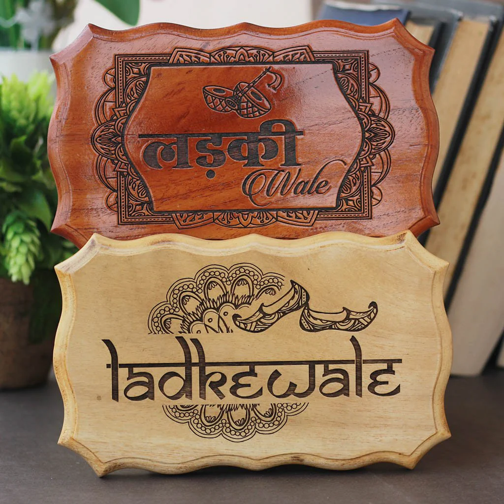 Dulha & Dulhaniya / Ladkiwale & Ladkewale Indian Wedding Wood Signs - Image 4