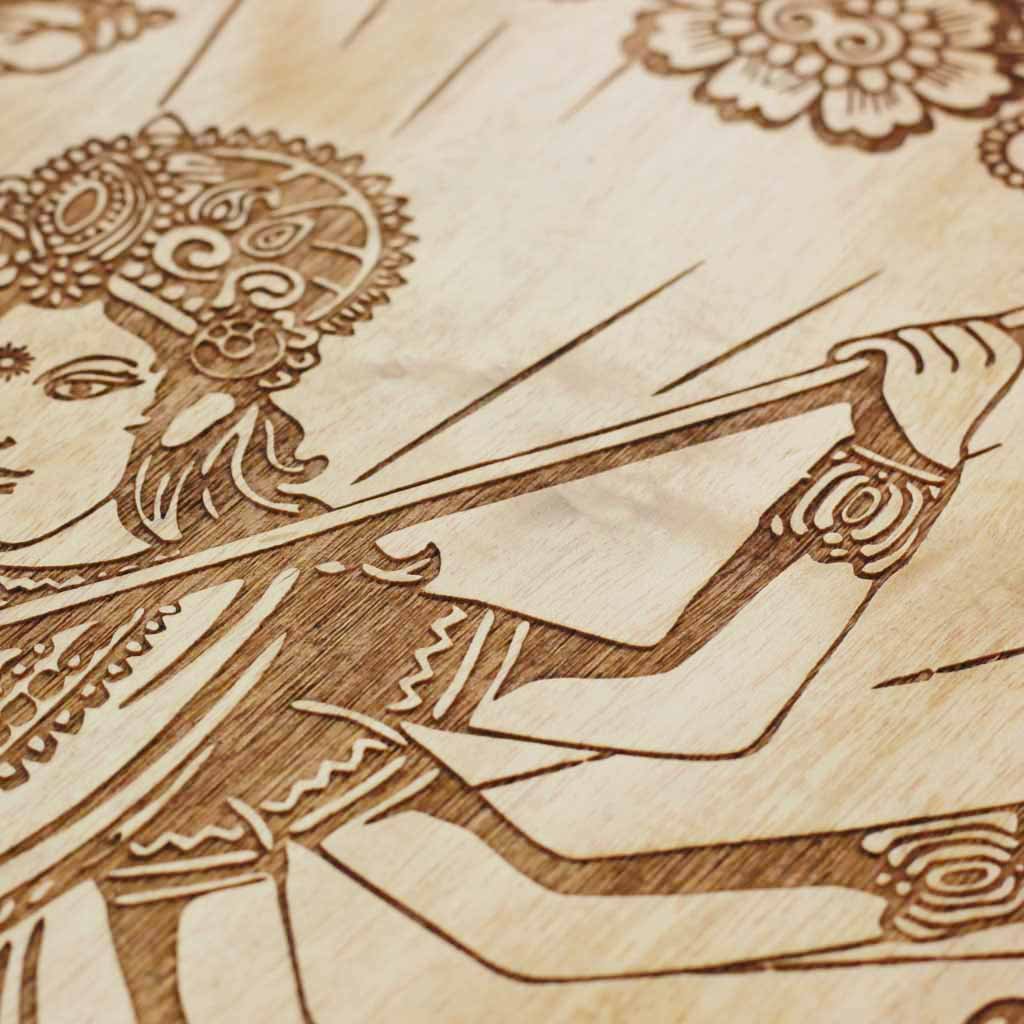 Durga The Warrior Goddess Carved Wooden Poster - Image 3