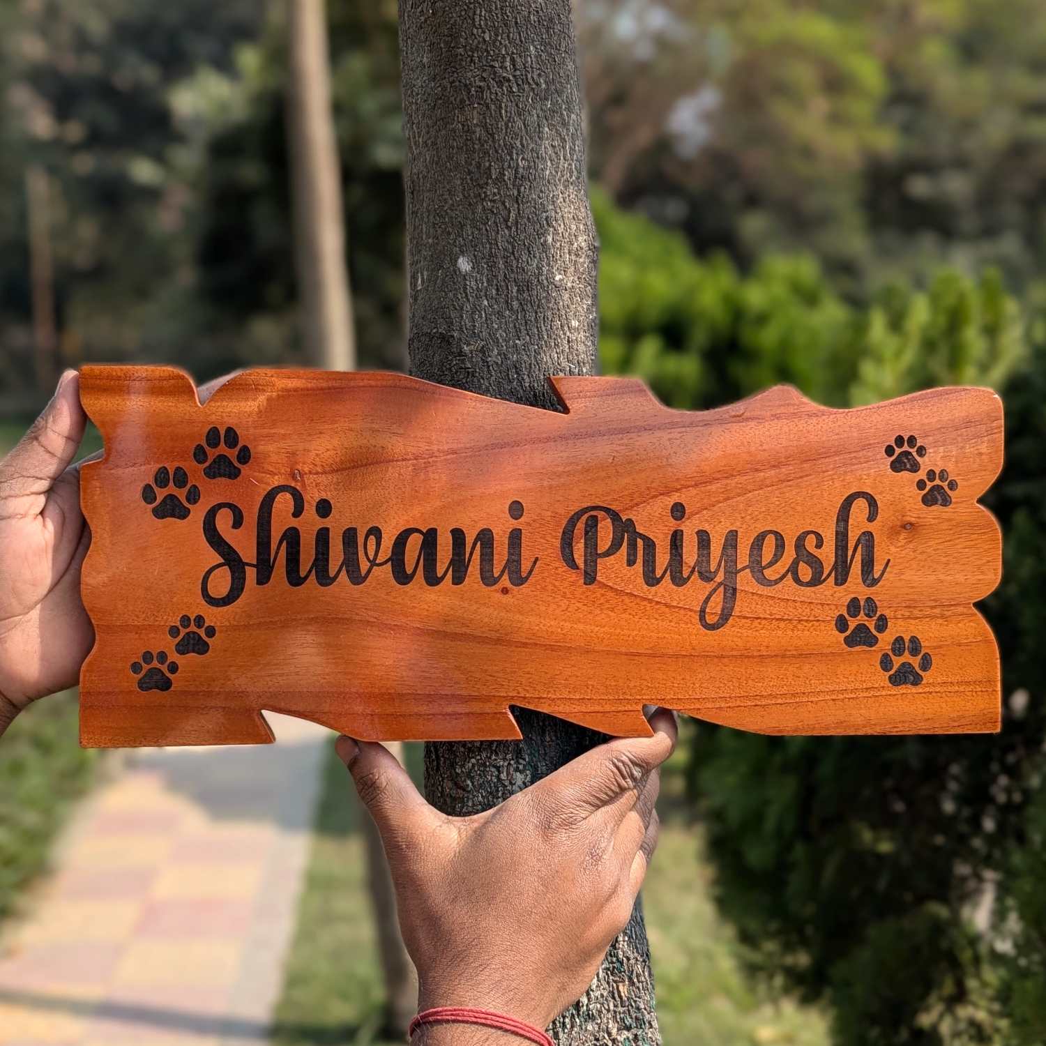 Ornate Carved Mahogany Wood Home Nameplate | Decorative Wood Sign - Image 3