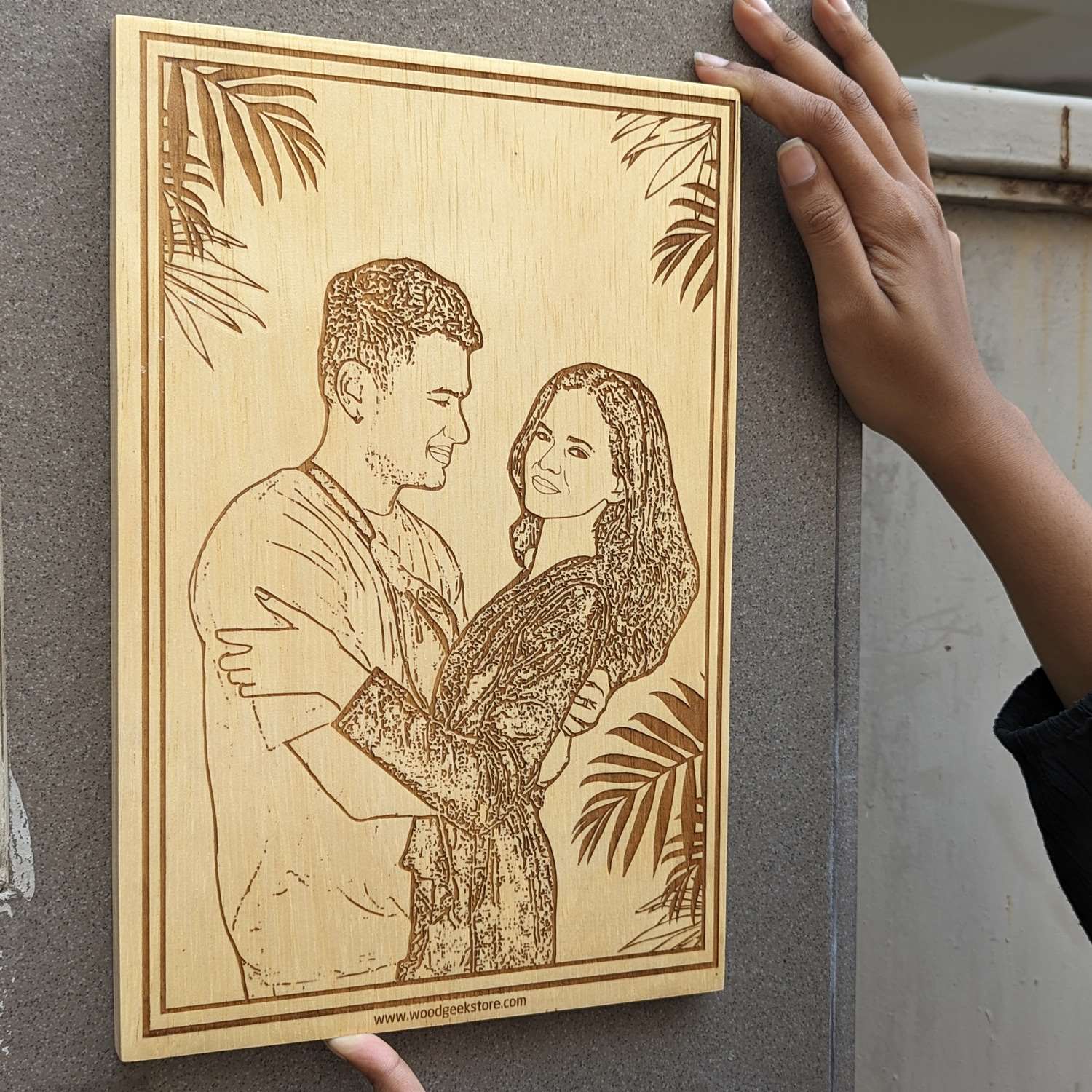 Engraved Photo On Wood For Husband & Wife | Personalized Photo Frame - Image 5