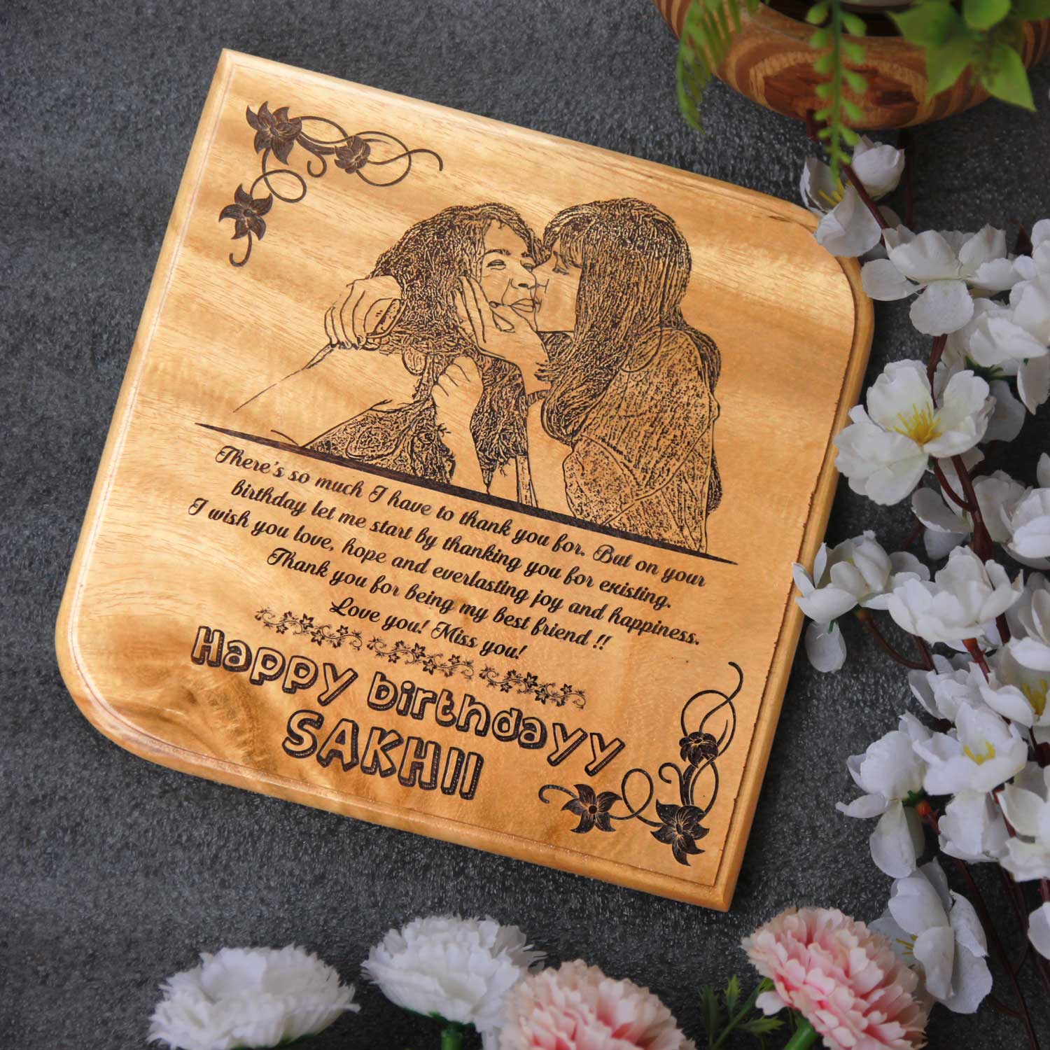 Engraved Wood Plaque For Friend's Birthday | Personalized Best Friend Gift - Image 3
