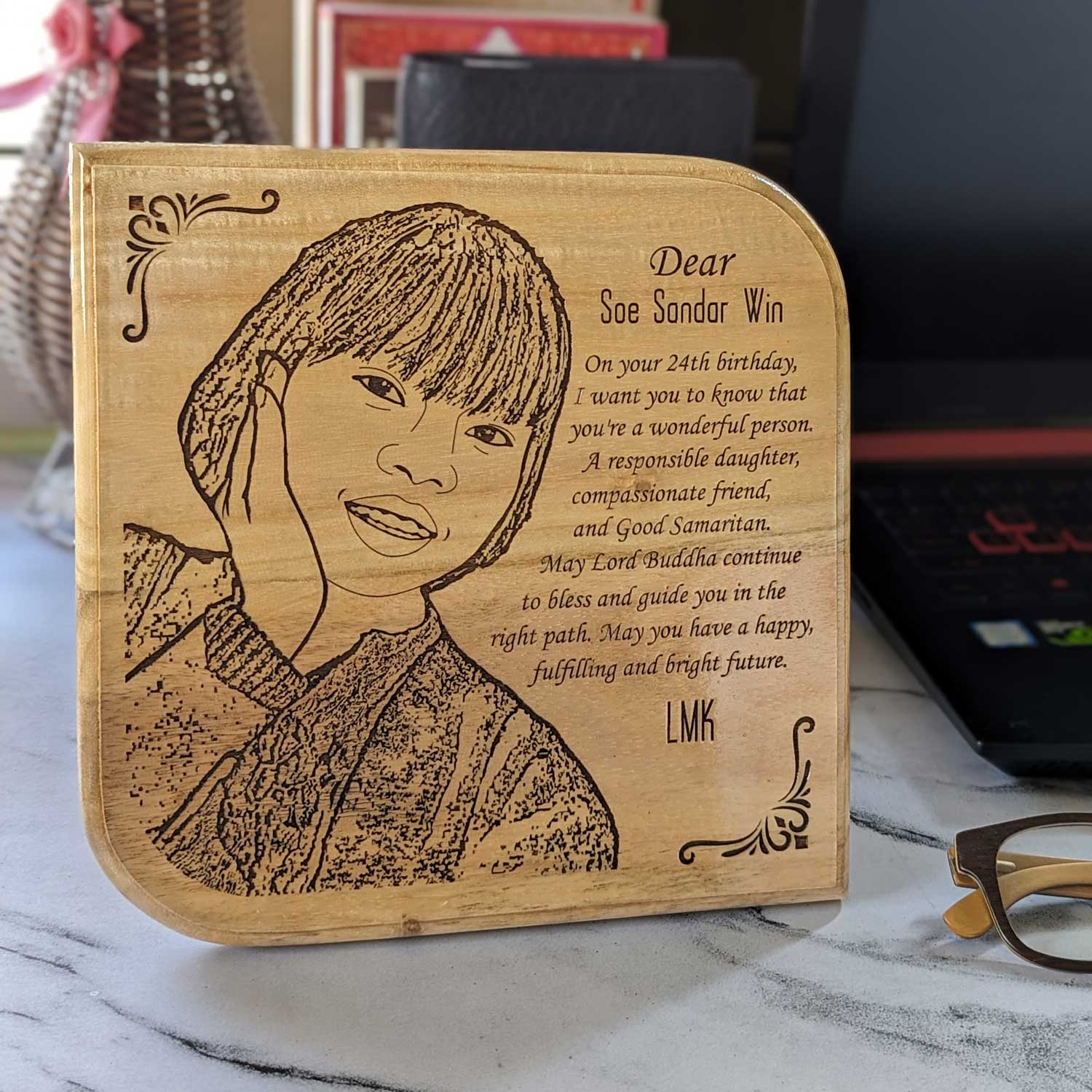 Engraved Wood Plaque For Friend's Birthday | Personalized Best Friend Gift - Image 5