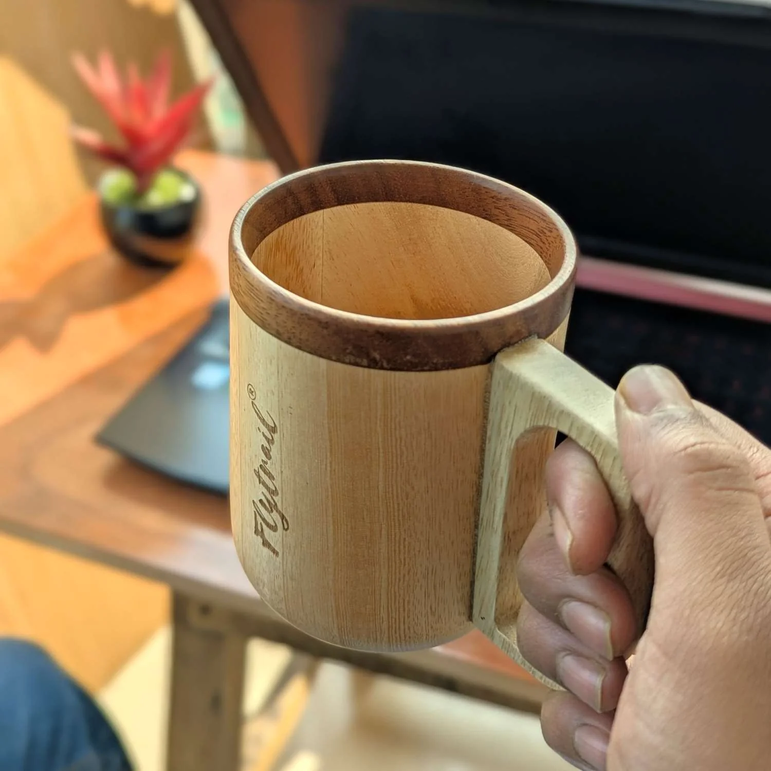 Engraved Wooden Coffee Mug | Personalized Birthday Gift For Coffee Lover - Image 3