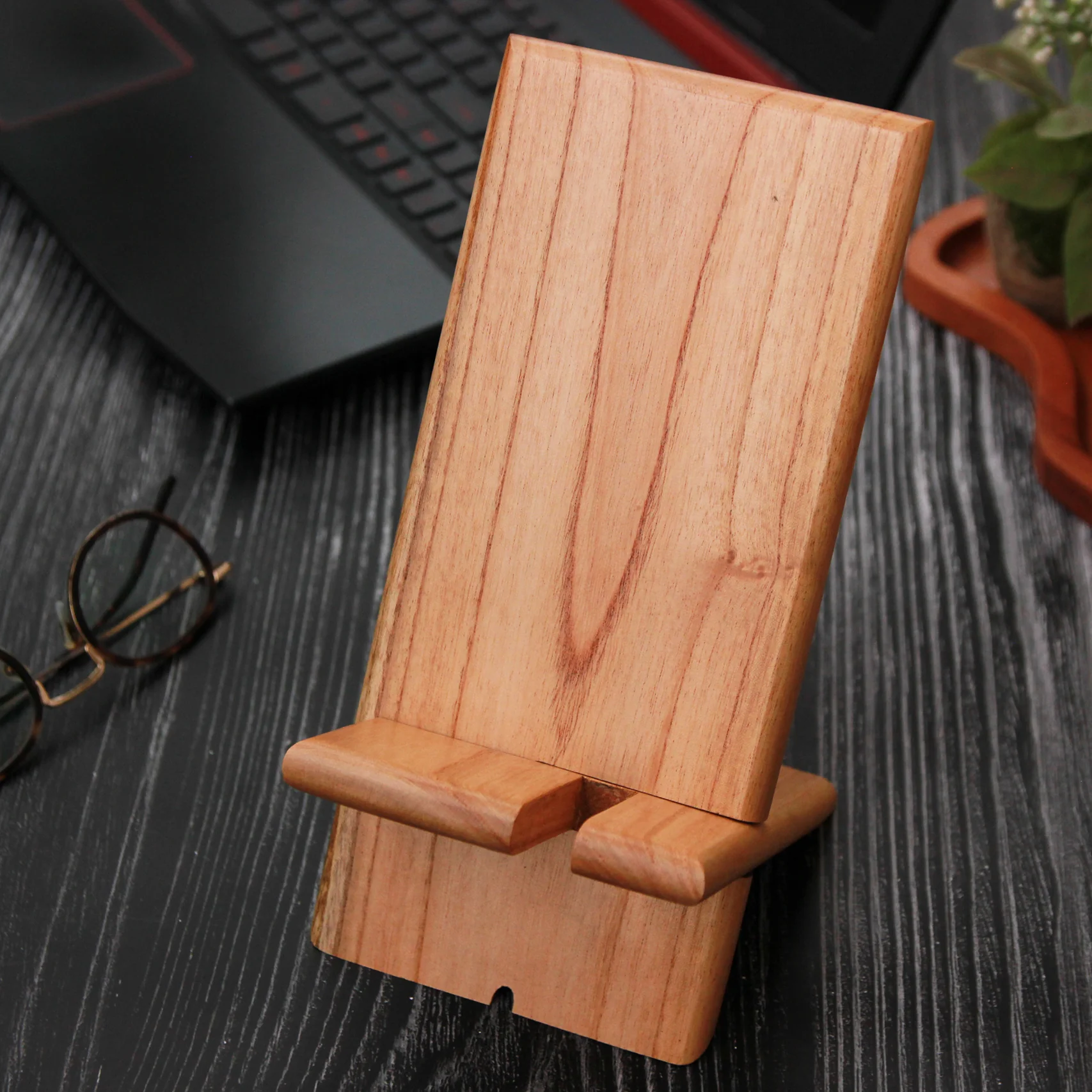 Engraved Wooden Mobile Phone Stand | Wedding Anniversary Gift - Image 3