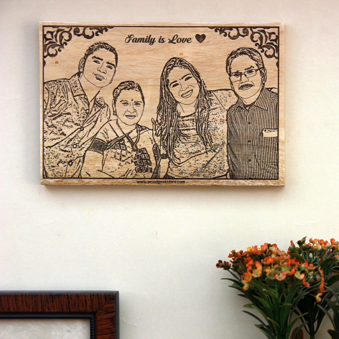 Family Engraved Portrait on Wooden Frame | Custom Group Photo - Image 2