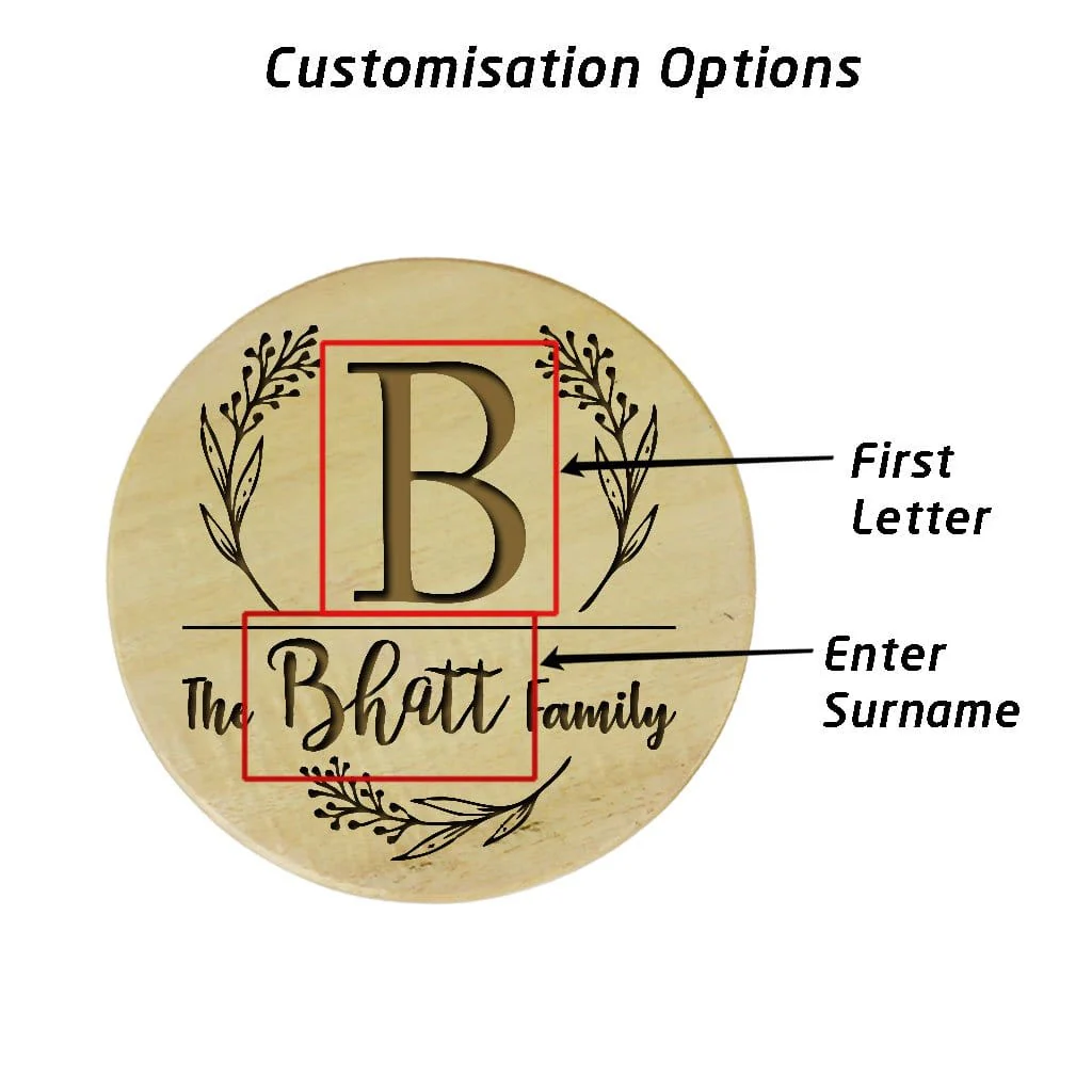 Family Name Coasters: Monogram Coasters - Wooden Coaster Set With Holder - Image 8