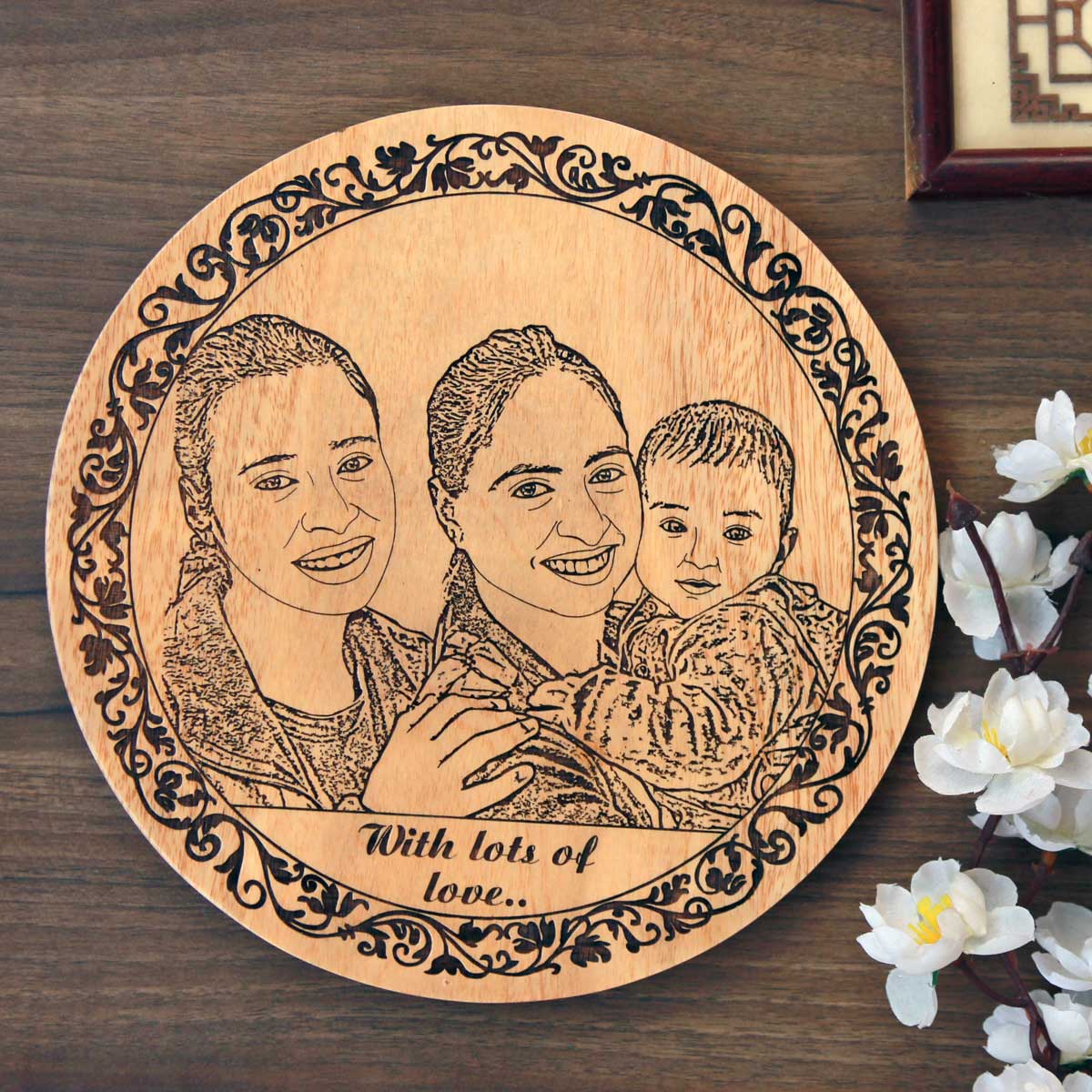 Family Photo Engraved on Wood | Personalized Birthday Gift For Mom | Mother's Day Gift - Image 2