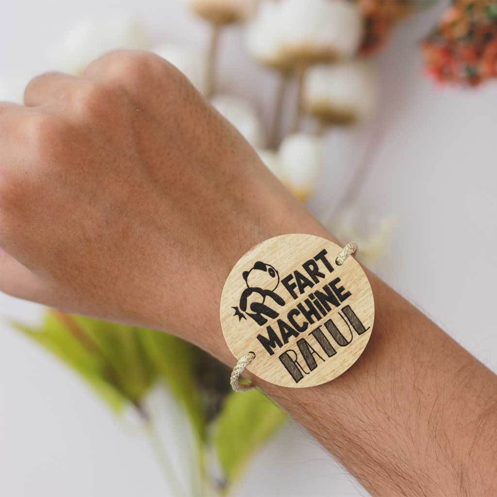 Fart Machine - Personalised Wooden Rakhi & Greeting Card - Image 2