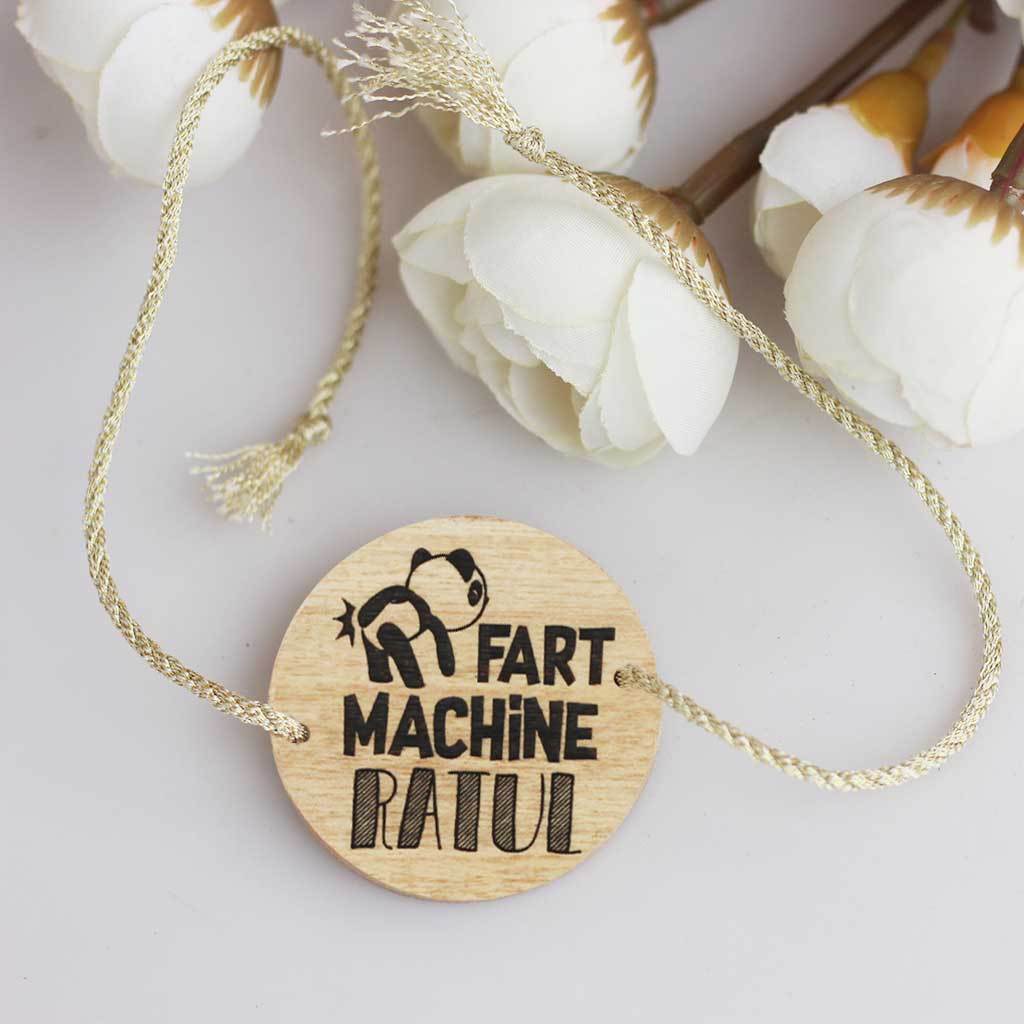 Fart Machine - Personalised Wooden Rakhi & Greeting Card - Image 3