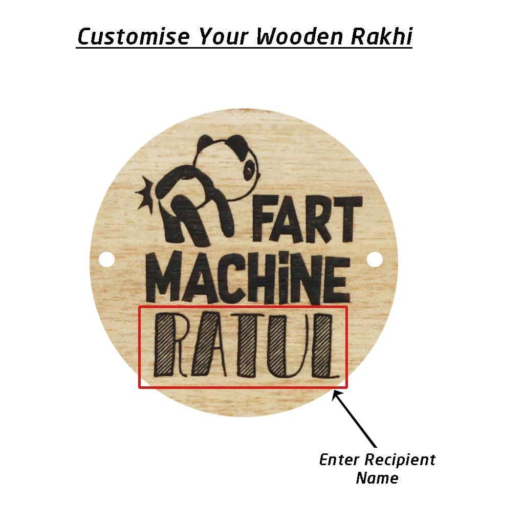 Fart Machine - Personalised Wooden Rakhi & Greeting Card - Image 5
