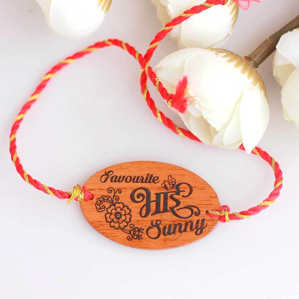 Favourite Bhai - Personalised Wooden Rakhi & Greeting Card - Image 3