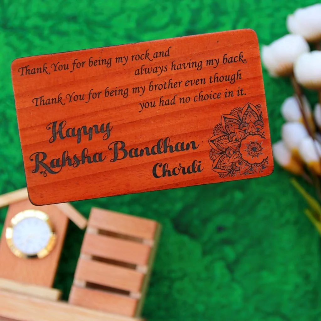 Favourite Bhai - Personalised Wooden Rakhi & Greeting Card - Image 4