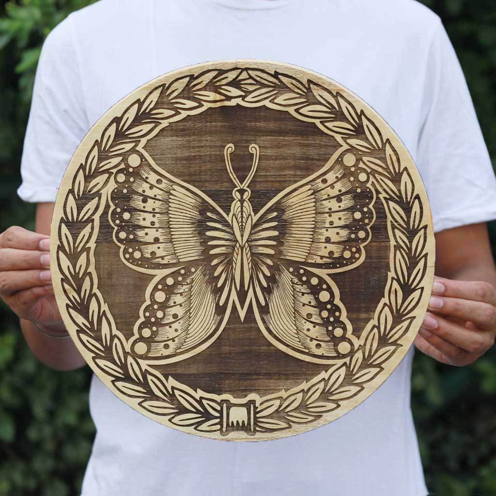 Float Like A Butterfly Carved Wooden Poster