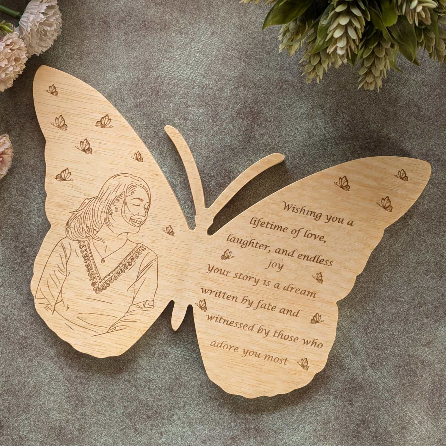 Personalized Butterfly Wood Sign | Custom Photo & Message Gift for Anniversary, Birthday & Wedding - Image 2