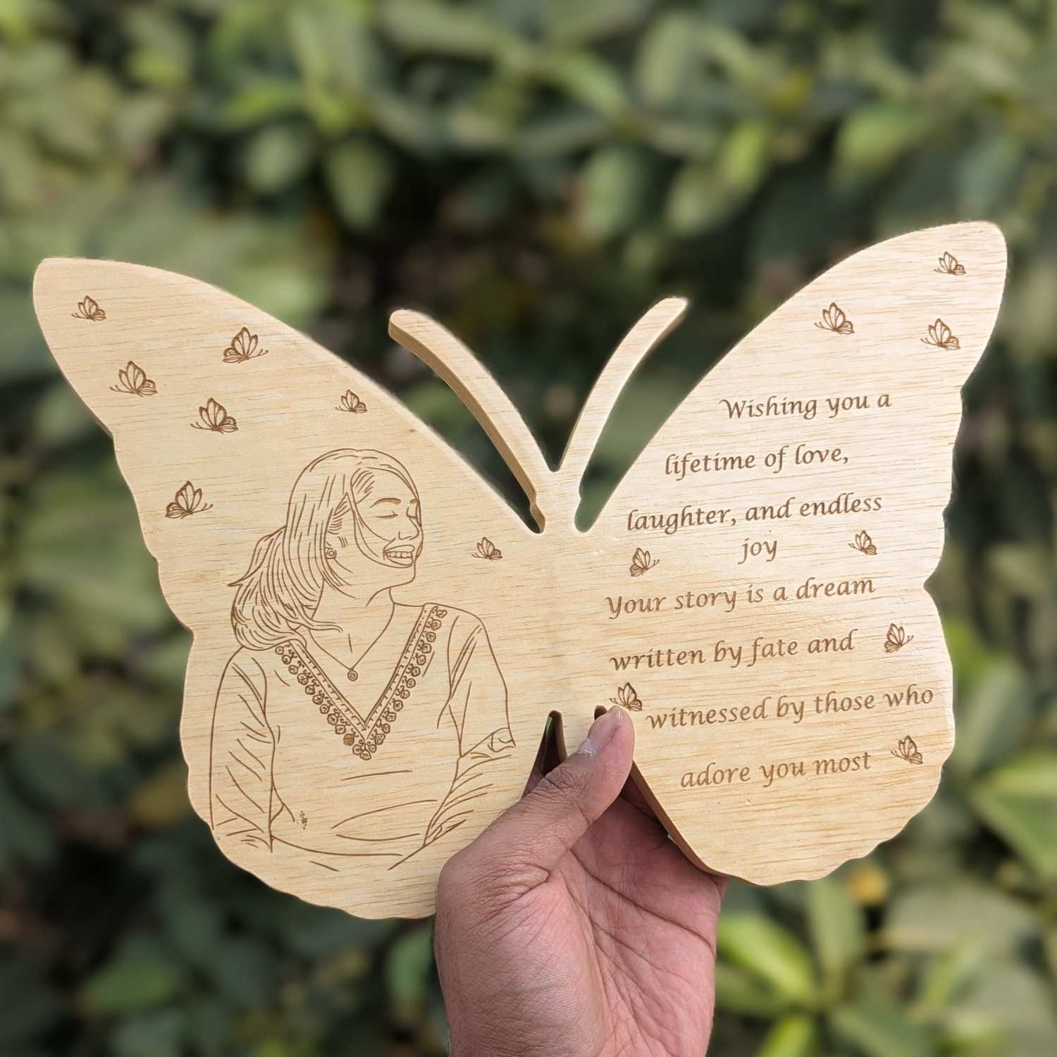 Personalized Butterfly Wood Sign | Custom Photo & Message Gift for Anniversary, Birthday & Wedding - Image 3