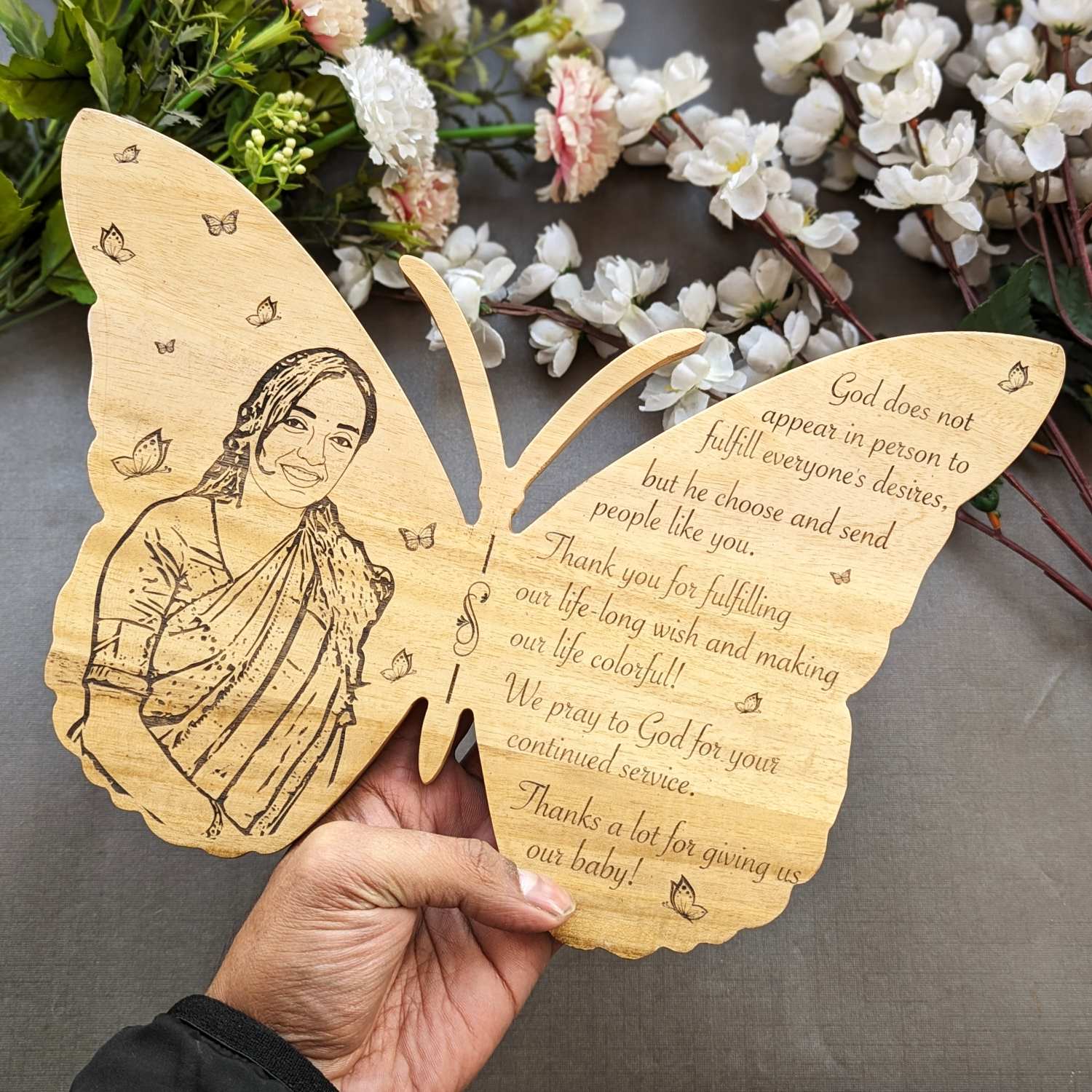 Personalized Butterfly Wood Sign | Custom Photo & Message Gift for Anniversary, Birthday & Wedding - Image 4