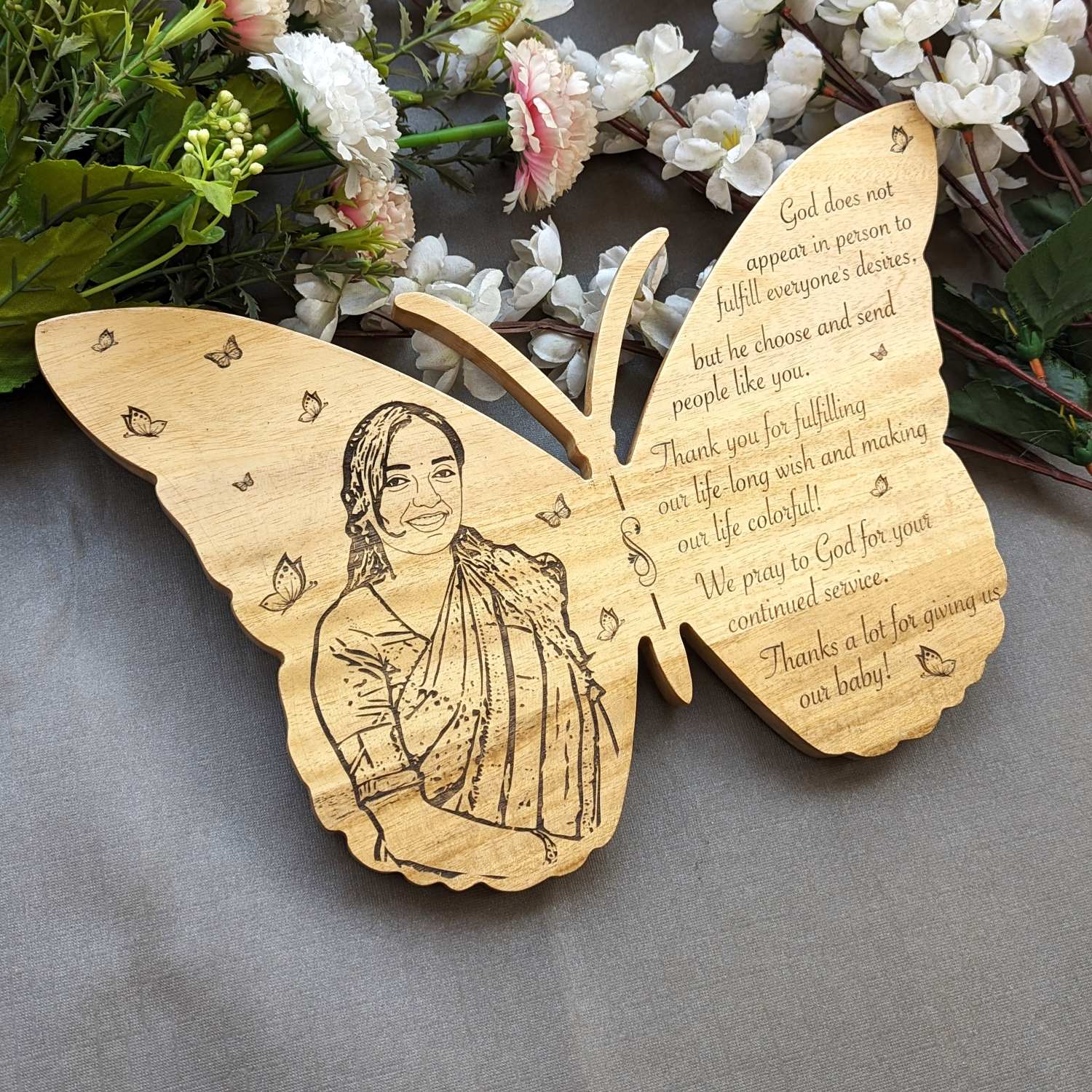 Personalized Butterfly Wood Sign | Custom Photo & Message Gift for Anniversary, Birthday & Wedding - Image 5