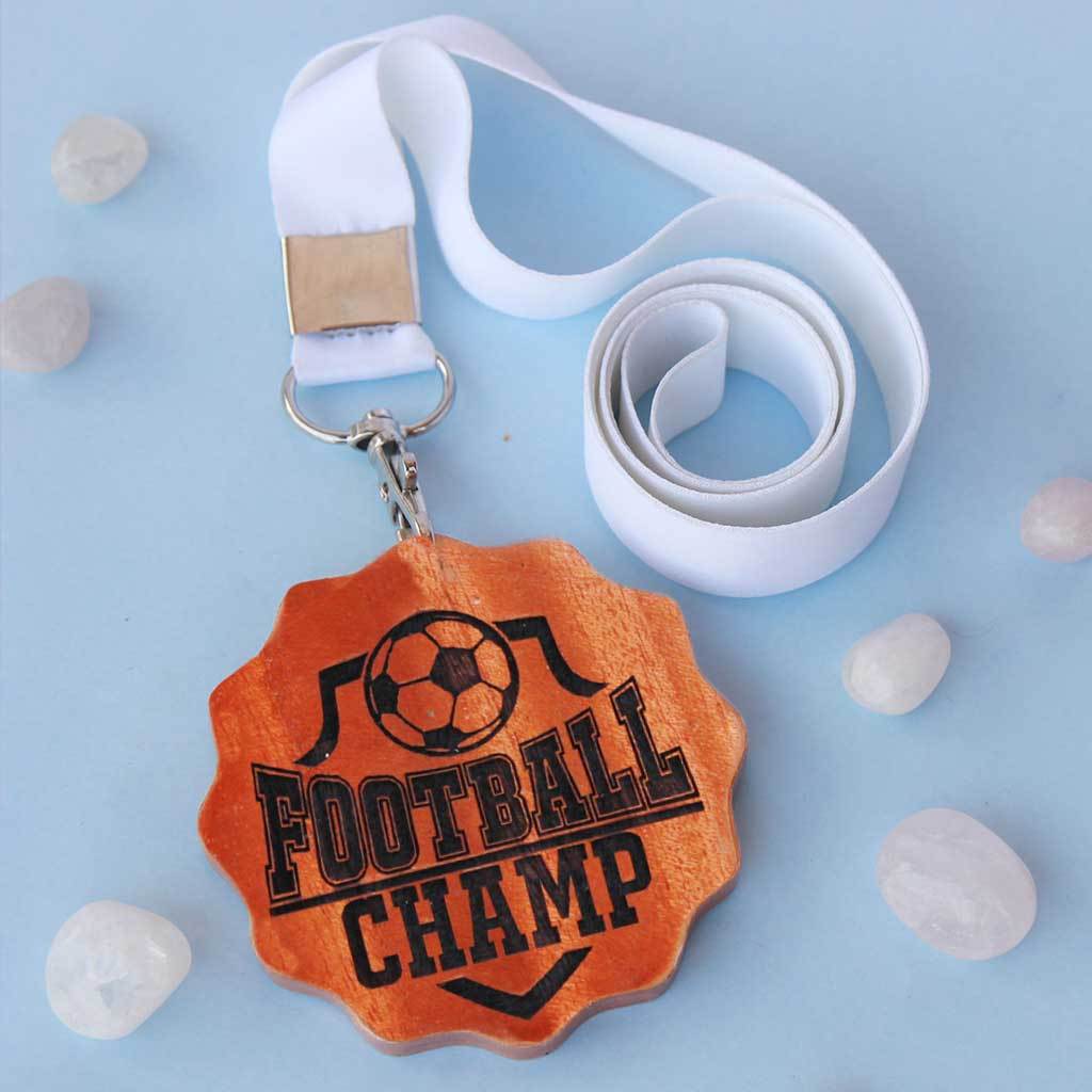 Football Champ Wooden Medal