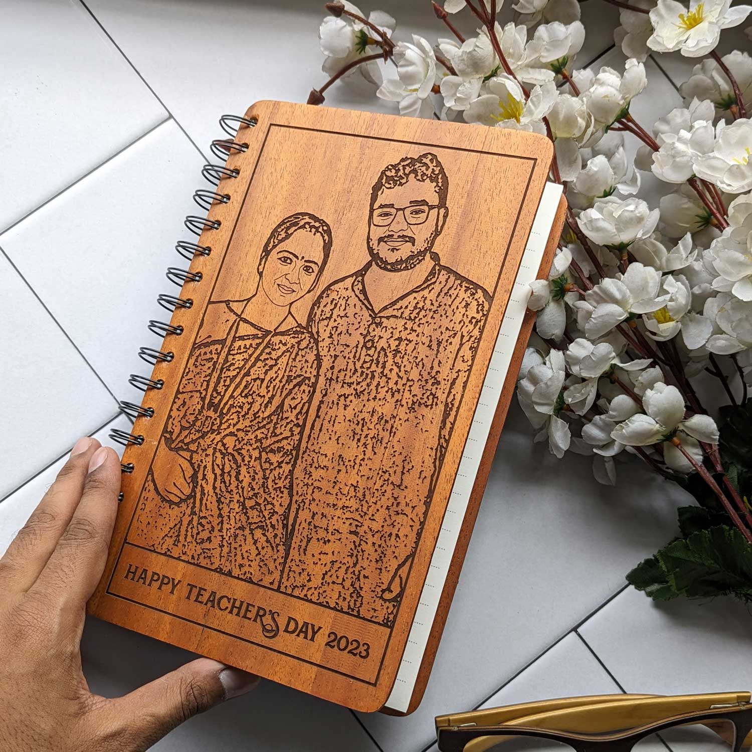 Happy Teachers Day Personalized Gift Wooden Notebook