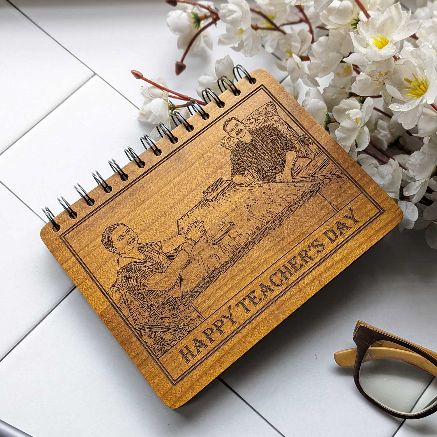 Happy Teachers Day Personalized Gift Wooden Notebook - Image 2