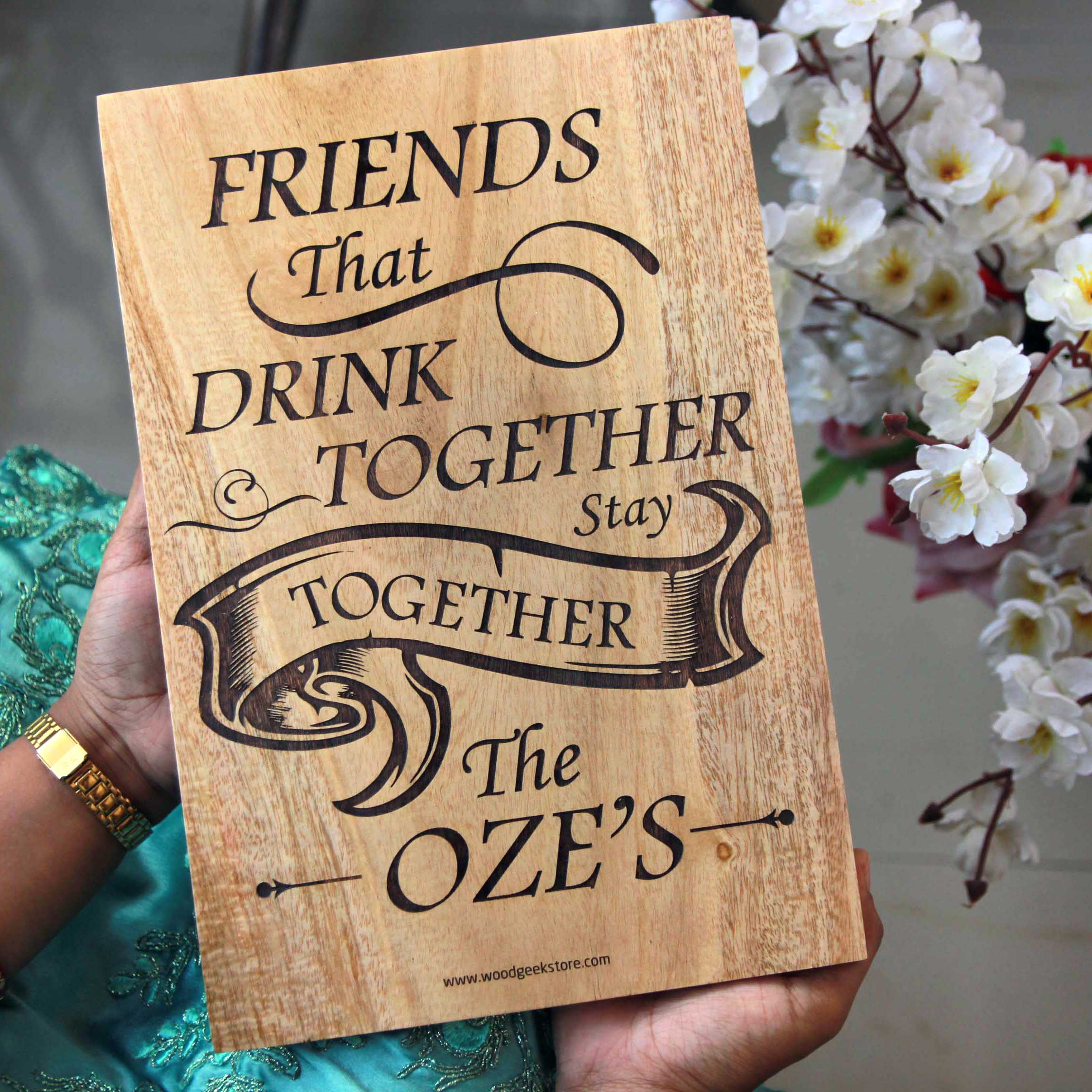 Friends Are The Family We Choose | Engraved Friendship Quote On Wood - Image 2