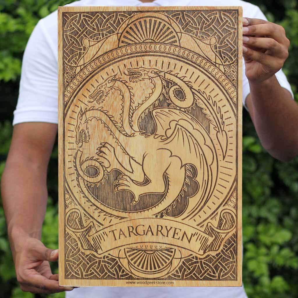 Game of Thrones House Logos Carved Wooden Poster