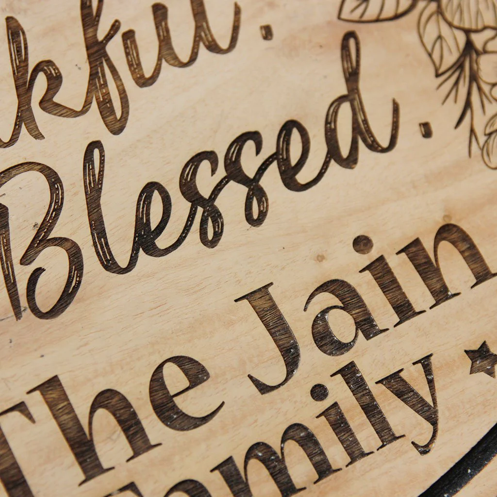 Grateful. Thankful. Blessed - Personalized Hanging Wooden Sign - Image 2