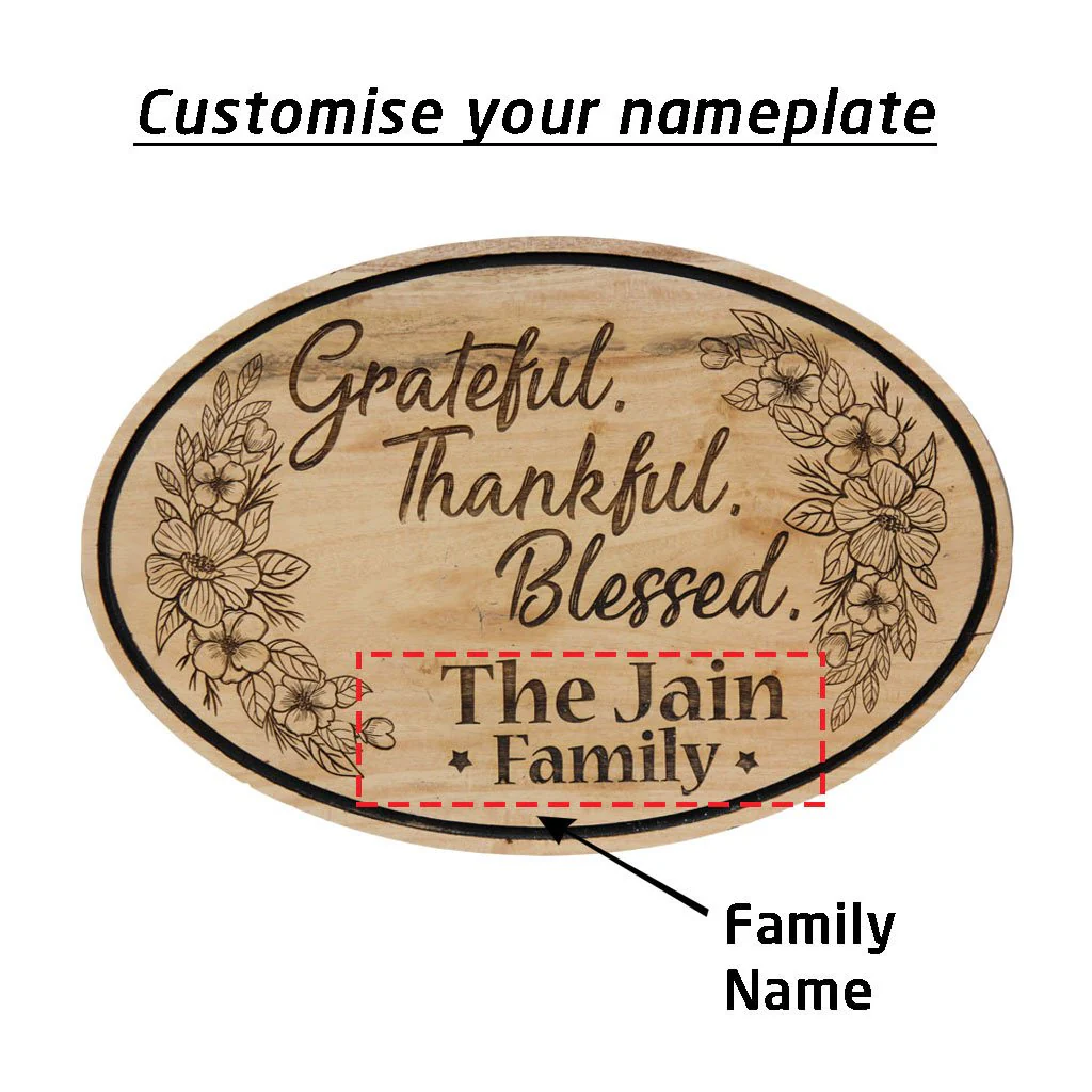 Grateful. Thankful. Blessed - Personalized Hanging Wooden Sign - Image 3