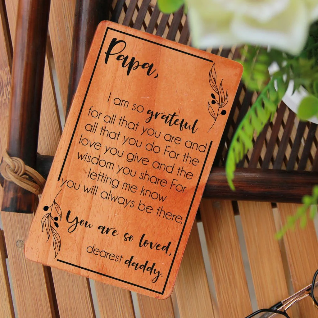 Greeting Card For Father & Fathers Day Cards: Set Of Personalized Wooden Cards - Image 2