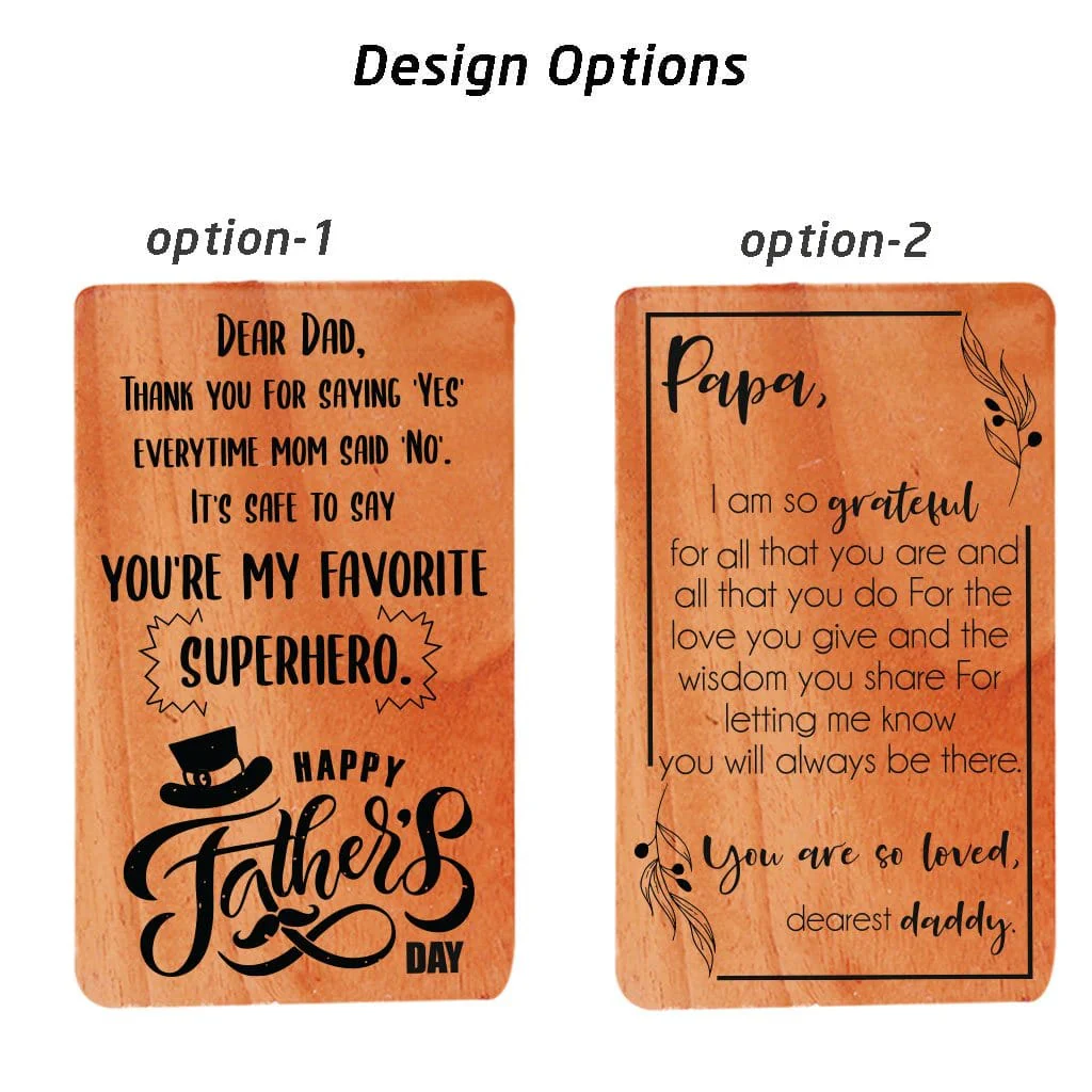 Greeting Card For Father & Fathers Day Cards: Set Of Personalized Wooden Cards - Image 5