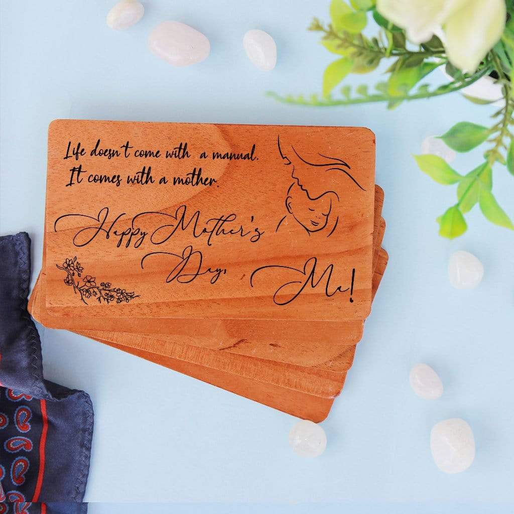 Greeting Card For Mother & Mothers Day Cards: Set Of Personalized Wooden Cards