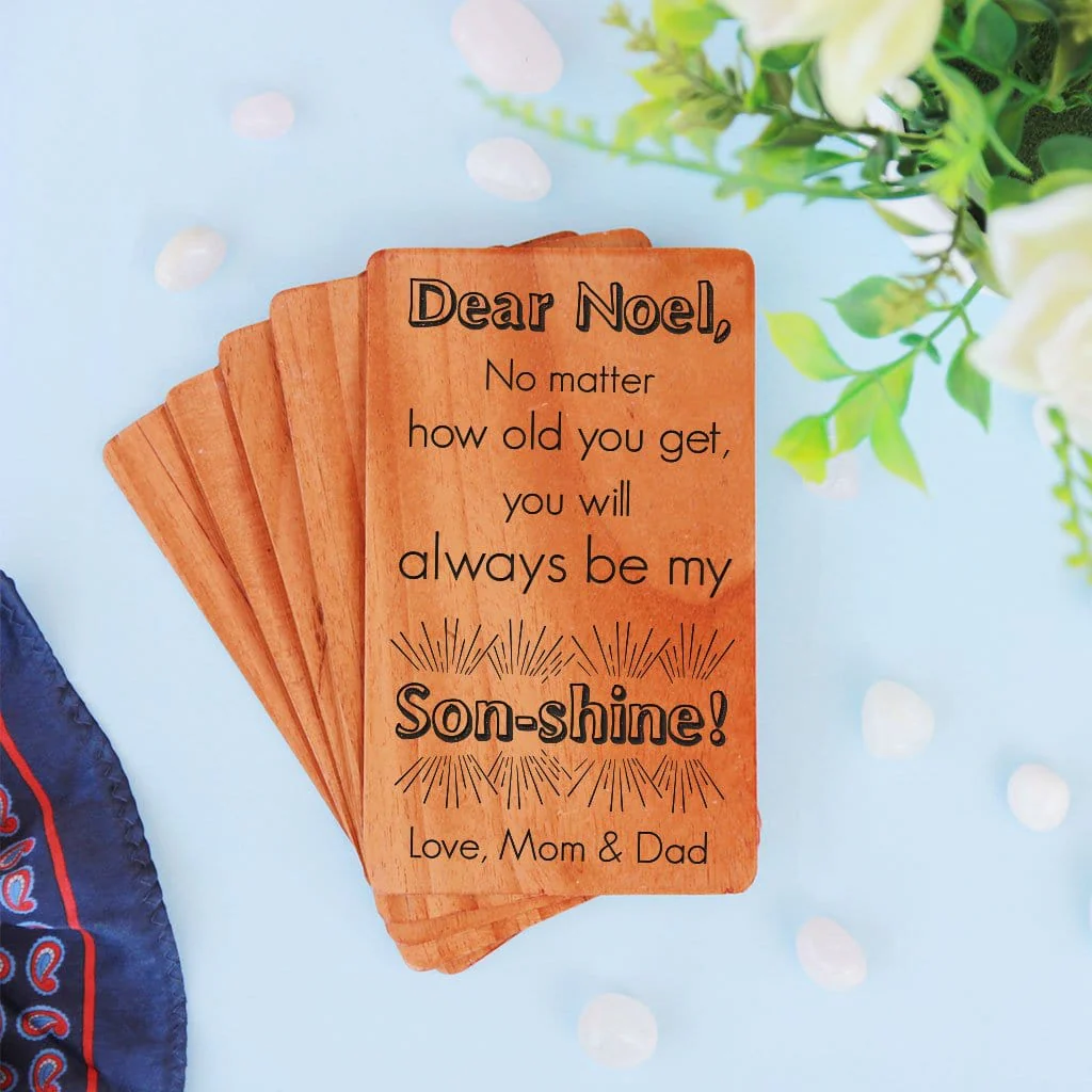 Greeting Card For Son: Set Of Personalized Wooden Cards