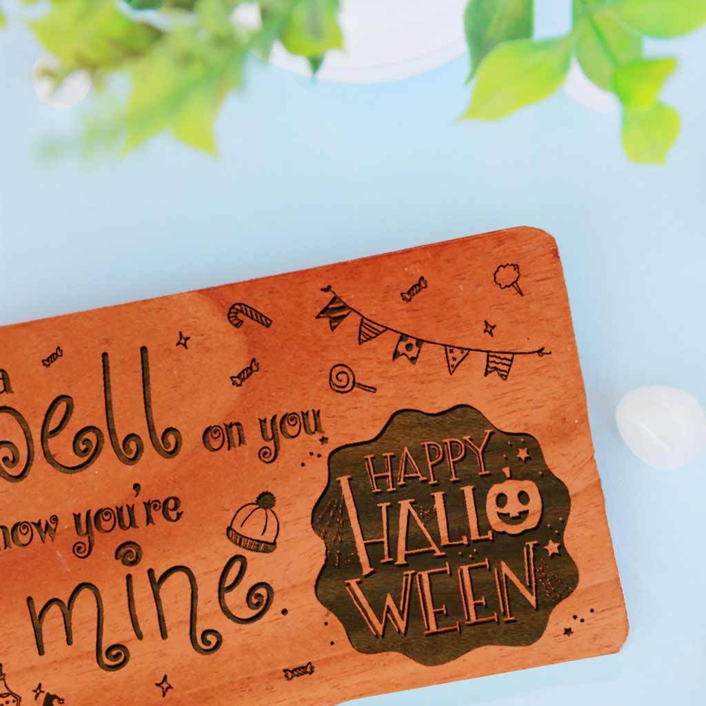 Halloween Cards: Set Of Wooden Cards With Happy Halloween Greetings - Image 3